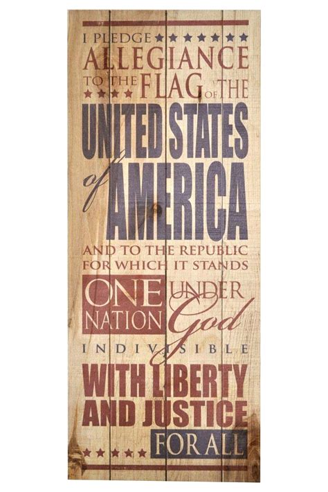 Pledge Of Allegiance Patriotic Rustic Wood Sign 9x22 Wall Art Sign Wood Pallets Plaque Sign