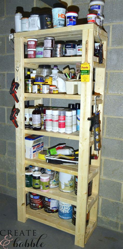 It also flawlessly pairs with natural wood shelving. Paint Storage Shelf Made With 2x4s - Create and Babble