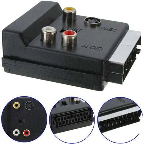 21p male and female scart european plug to av terminal adapter with switch 21pin male to female