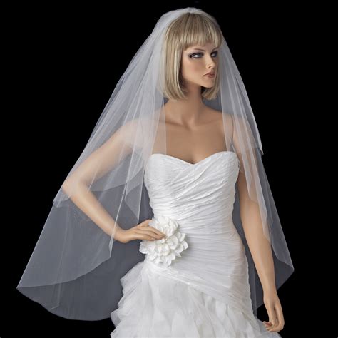2-Tier Waltz Length Cut Edge Veil - Elegant Bridal Hair Accessories