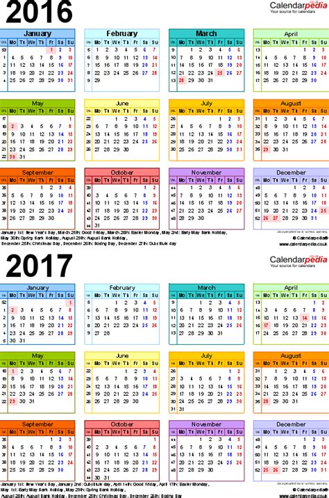 two year calendars for 2016 and 2017 uk for pdf