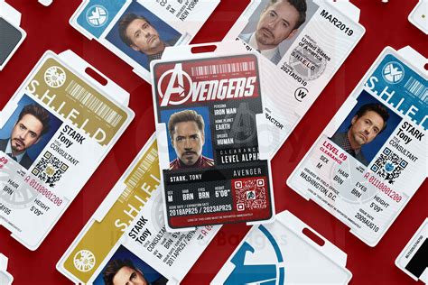 Tony Stark Iron Man Id Badge Shield Id Card Avengers Etsy