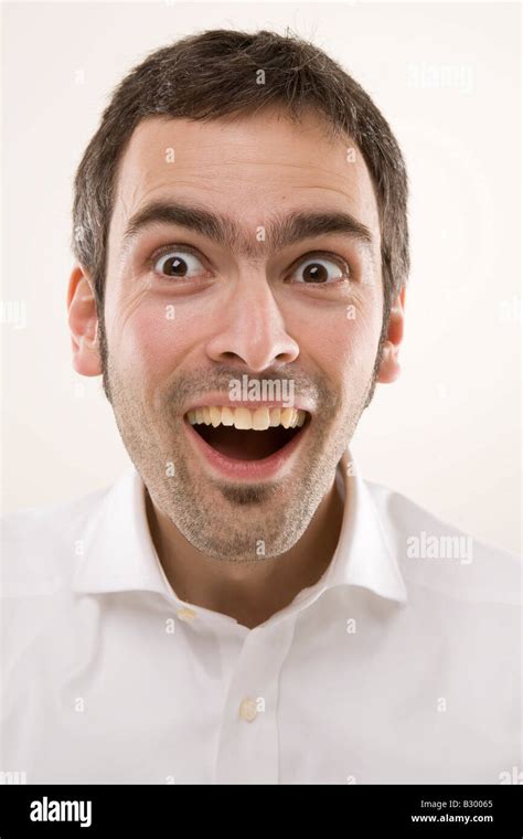 Man With Wide Eyes Stock Photo Alamy