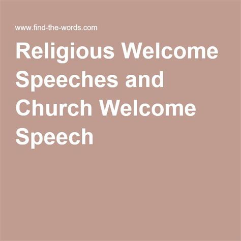 Religious Welcome Speeches And Church Welcome Speech Inspiration