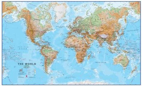 Physische Weltkarte von Maps International extra groß für Wand