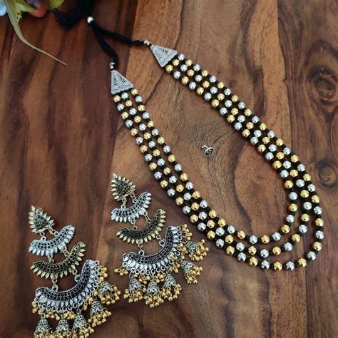 Oxidized Gold N Silver Combo Set Oxidised Jewellery Onegram Gold