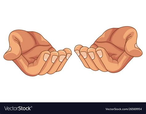 Hands With Palms Open Offering Cartoon Isolated Vector Image