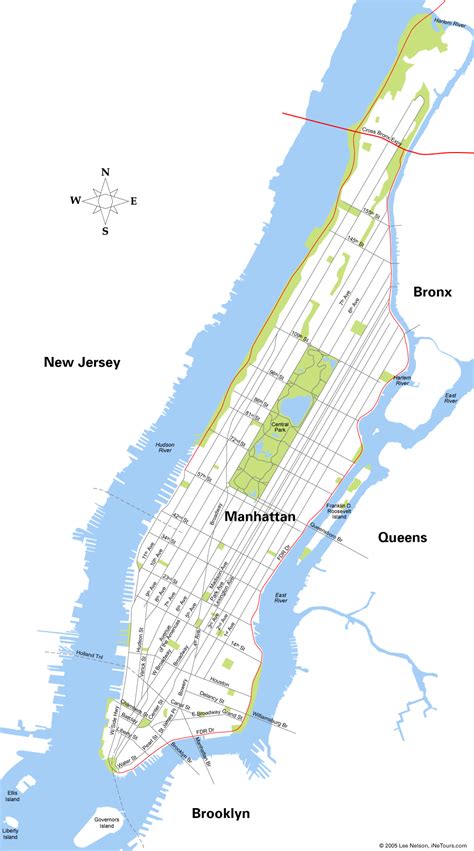 Manhattan With Parks And Rivers Manhattan Map Island Map Map Of