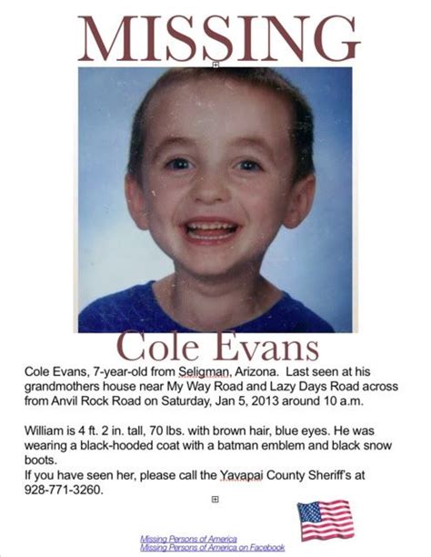 Missing Persons Of America Latest News And Information Cole Evans 7