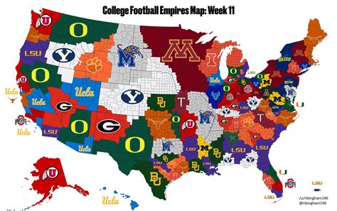 2019 College Football Empires Map Week 11 Rcfb