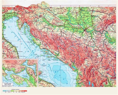 Large Detailed Physical Map Of Croatia In Russian Croatia