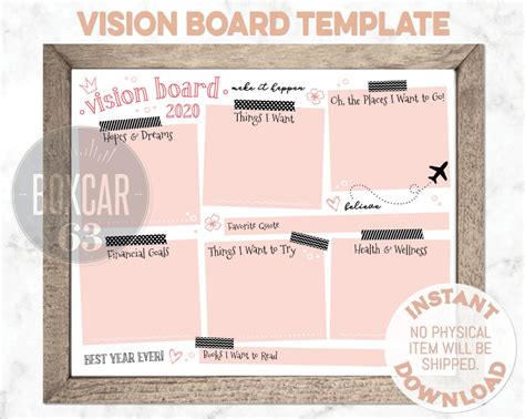 Vision Board Layout Vision Board Template Digital Vision Board