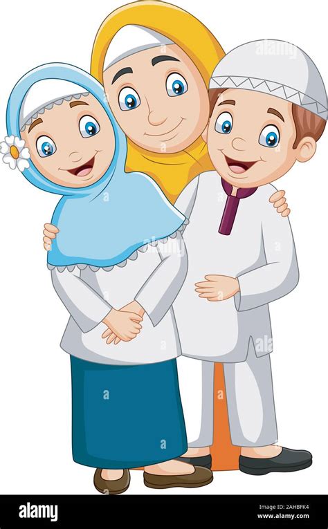muslim mother with son and daughter stock vector image and art alamy