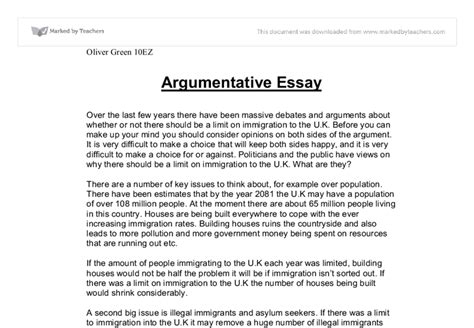 Argumentative Essay By Oliver Green Gcse English Marked By