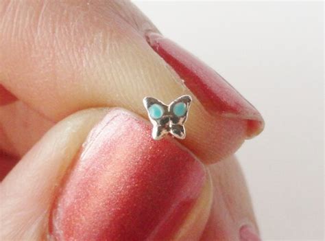 Items Similar To Turquoise Butterfly Nose Stud Ring 925 Nose Piercing