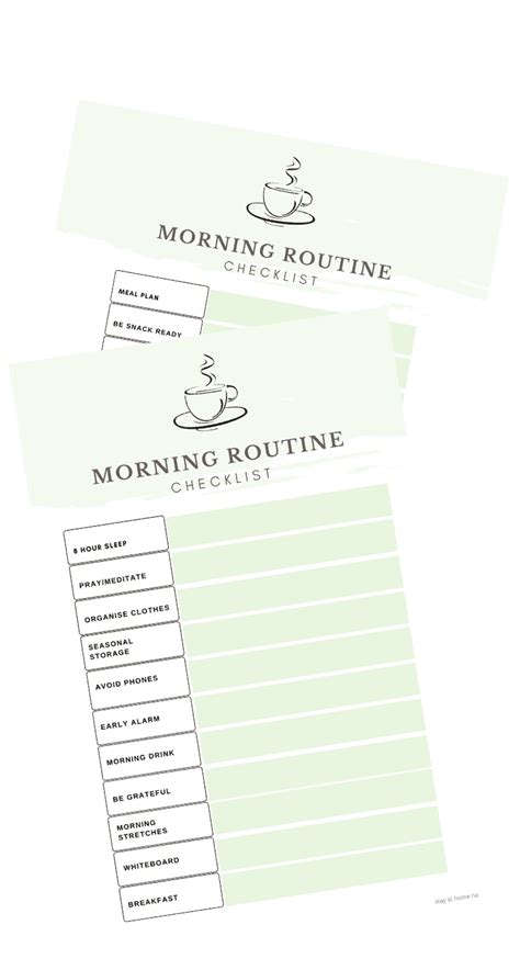 Productive Morning Routine Checklist For Adults Pdf Printable