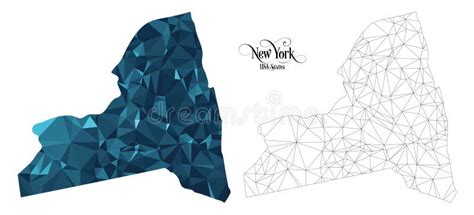 Low Poly Map Of New York State Usa Polygonal Shape Vector Illustration
