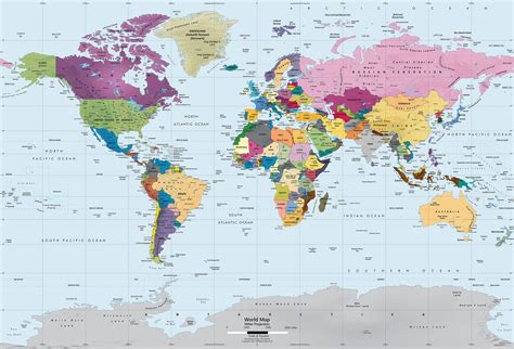 Political World Map High Resolution Image Elegant Blank Modern World