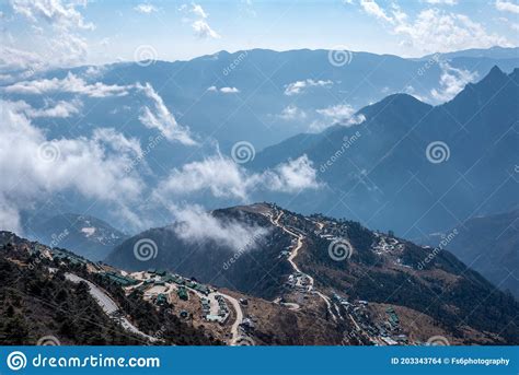 View From Mountains Sela Pass In Tawang Arunachal Pradesh India Stock