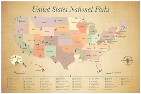 Us Map With National Parks Images And Photos Finder