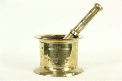 Sold Apothecary Drug Store Brass Antique 1900 Mortar And Pestle Harp