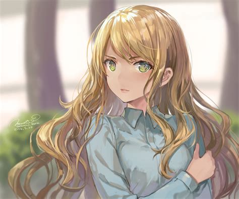 Wallpaper Drawing Illustration Long Hair Anime Girls Green Eyes