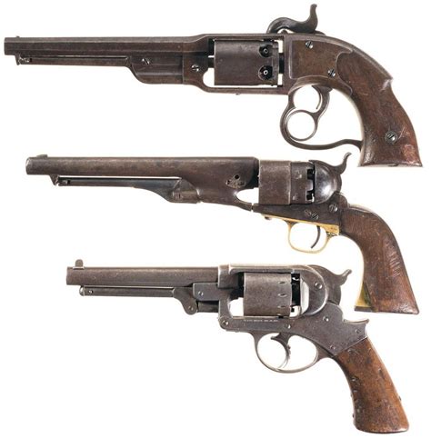 Three Civil War Era Percussion Revolvers A Savage Revolving Firearms