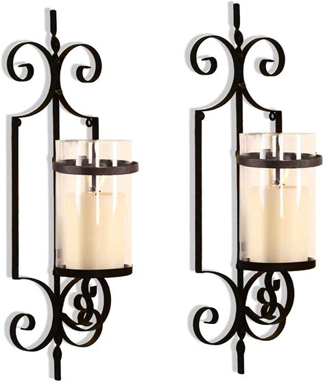 Asense Iron And Glass Vertical Wall Hanging Candle Holder Sconce Wall
