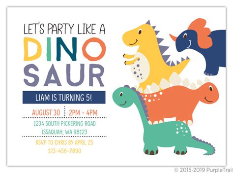 Invitations & Announcements Dinosaur Invitation Girl Dinosaur Birthday