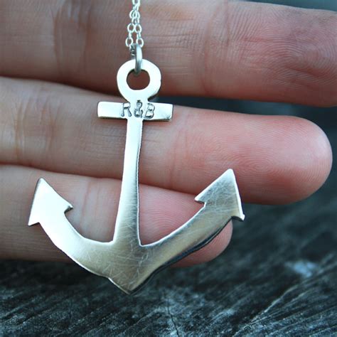 Anchor Necklace Sterling Silver Anchor Nautical Jewelry Large Etsy
