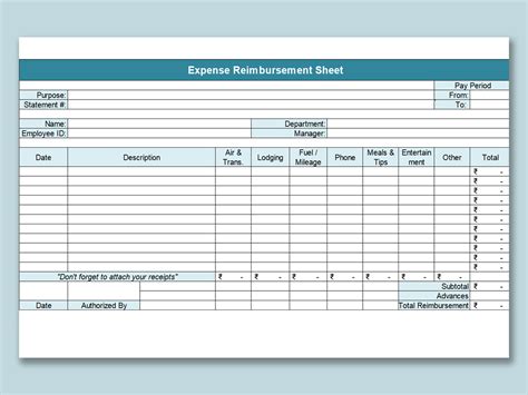 EXCEL Of Expense Reimbursement Sheet Xlsx WPS Free Templates