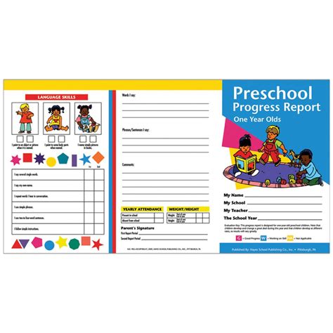 Preschool Progress Reports 10pk For 1 Year Olds H Prc09 Flipside
