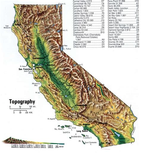 California Topographical Map Large Printable And Standard Map My Xxx