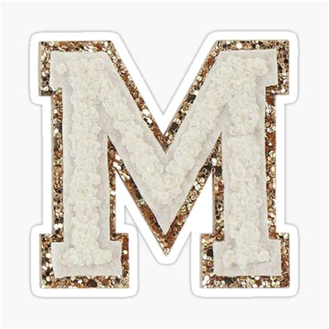 M Blanc Glitter Varsity Letter Patches Sticker For Sale By