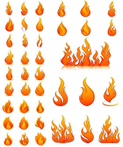 5 Sets With 40 Vector Flame Templates And Spurts Of Flame For Your