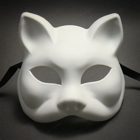 Unpainted White Plain Arts And Crafts Cat Venetian Masquerade Version