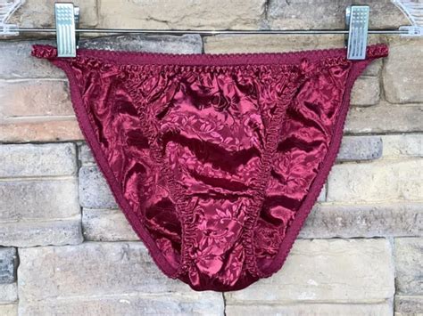 Secret Treasures Satin Wet Glossy Wine M String Bikini Underwear Panties 39 90 Picclick