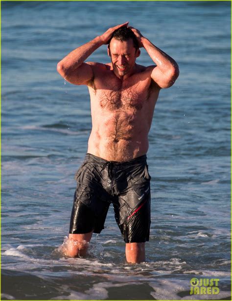 hugh jackman goes shirtless bares ripped body at the beach photo 3735385 hugh jackman mike