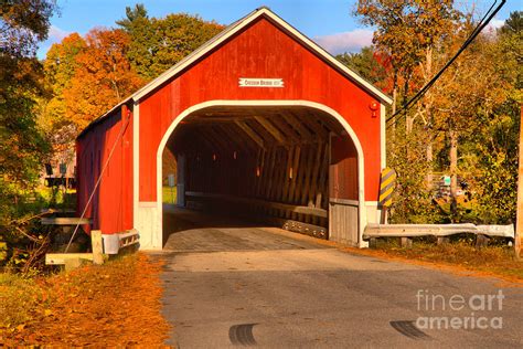Red Sawyers Crossing Covered Bridge Photograph By Adam Jewell Fine
