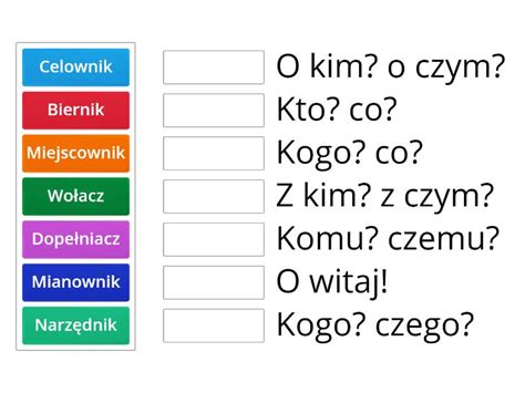 To strona o gramatyki polskiej. Przypadki - Połącz w pary
