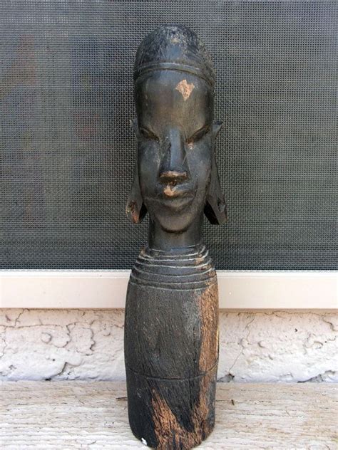 Vintage African Hand Carved Wood Statue Sculpture Art And Collectibles