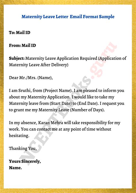 Maternity Leave Letter Format Documented
