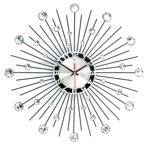 Starburst Retro Wall Clock Silver Contemporary Wall Clock Modern
