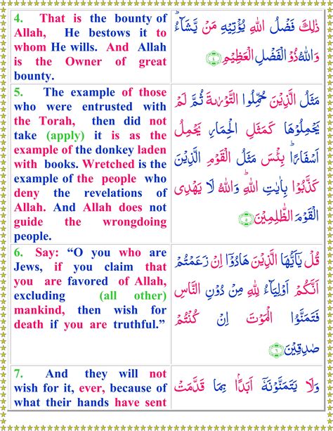 Read Surah Al Juma With English Translation Quran O Sunnat