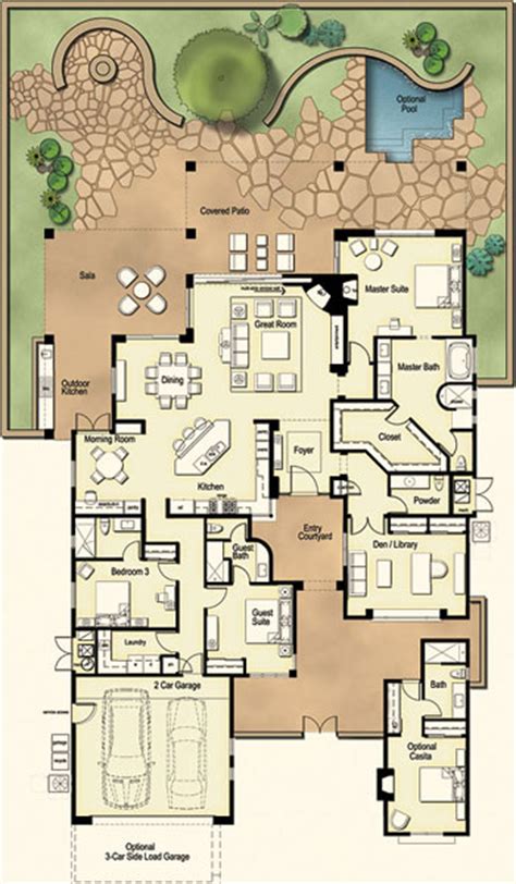 Ranch style house plans, floor plans & designs. RESIDENCES AT THE RITZ CARLTON TUCSON FLOOR PLAN - Ranch ...