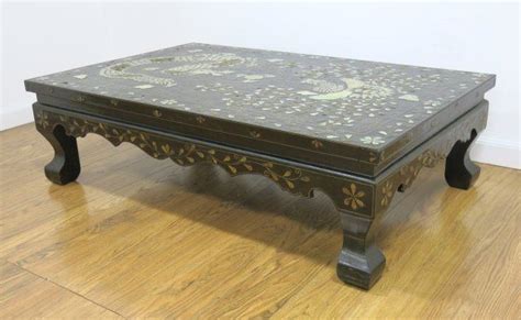 Korean Mother Of Pearl And Brass Inlaid Low Table