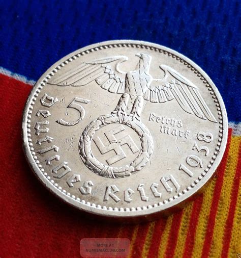 Ww2 German 5 Mark Silver Coin 1938 A Third Reich Swastika Reichmark