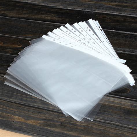 Buy 100pcs Transparent Plastic A4 Paper Folder Punched Filing Sleeve