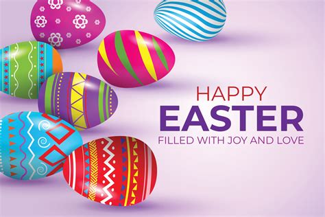 Happy Easter Greeting Card With Colorful Easter Egg And Holiday Wishes