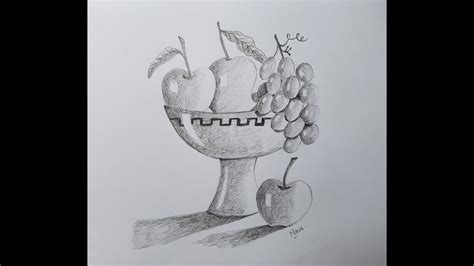 Fruit Bowl Drawing How To Draw Realistic Fruits Still Life Drawing